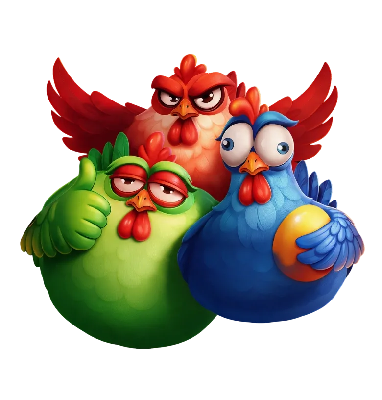 3 Rich Chickens mobile action banner character