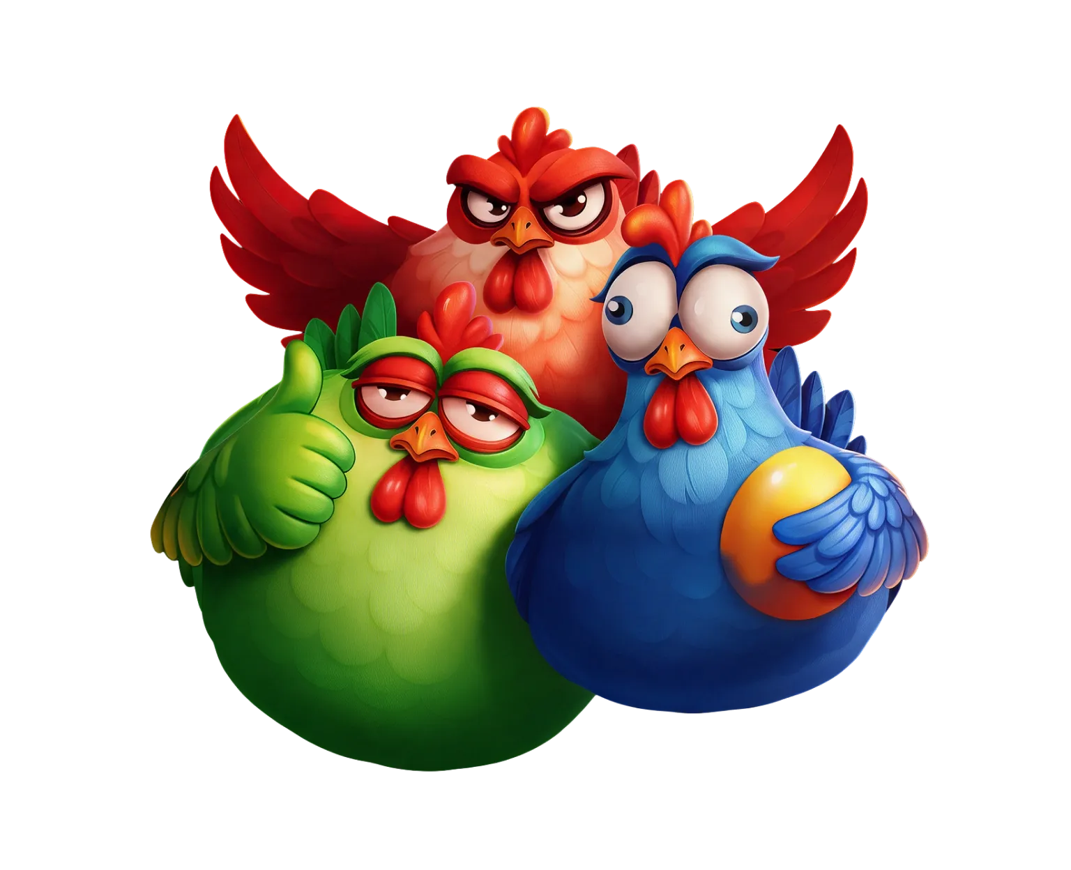 3 Rich Chickens tablet action banner character