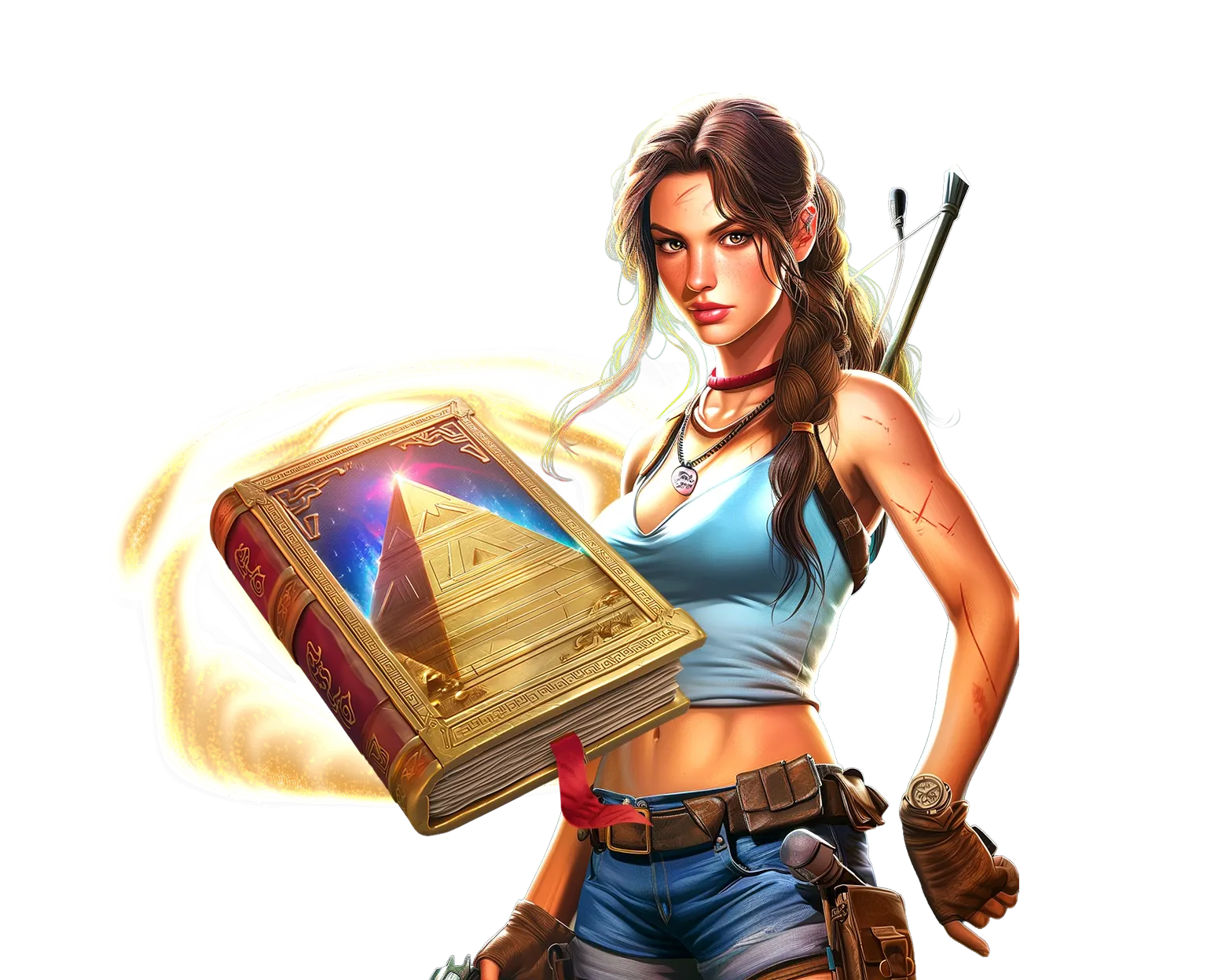 Book of Mystery Pyramids tablet action banner character