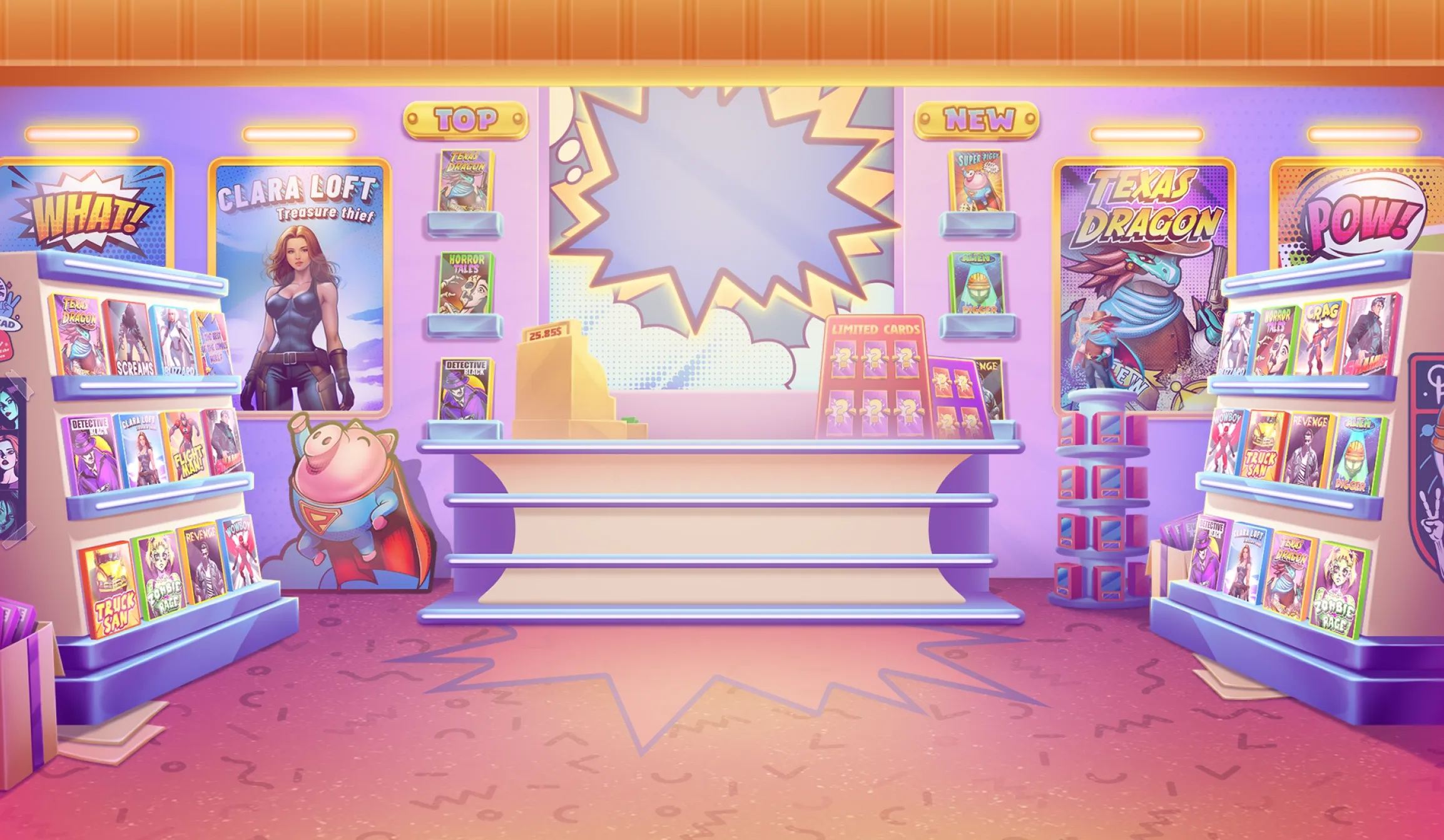 Comics Store tablet action banner background