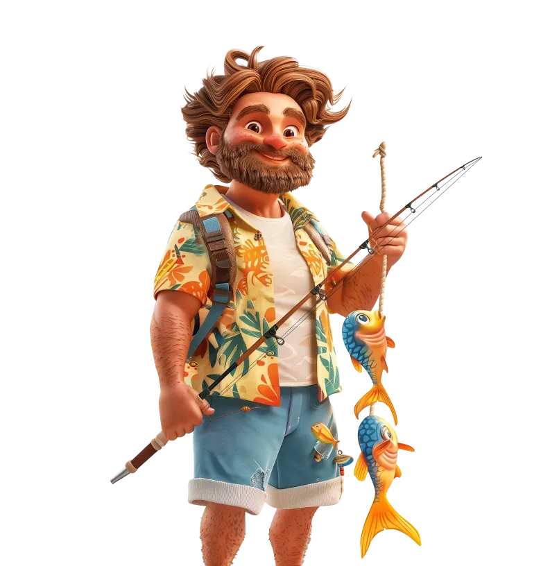 Fish store mobile action banner character