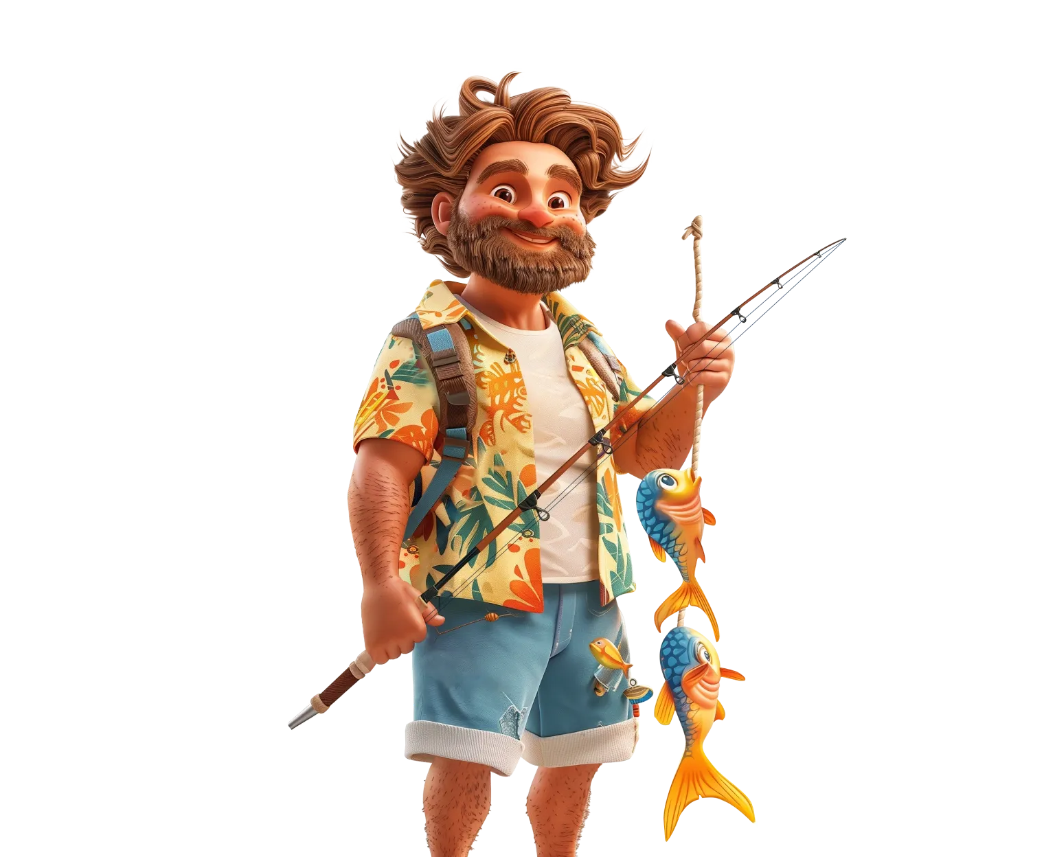 Fish store tablet action banner character