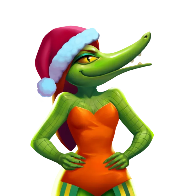 Glamour Crocodile Christmas mobile action banner character