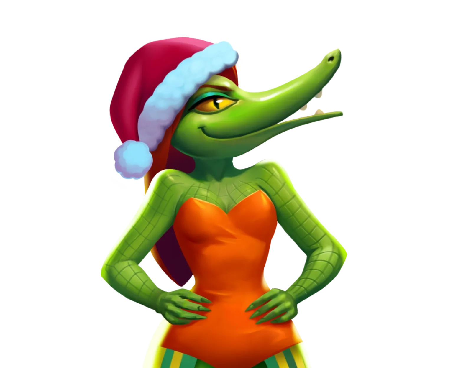 Glamour Crocodile Christmas tablet action banner character