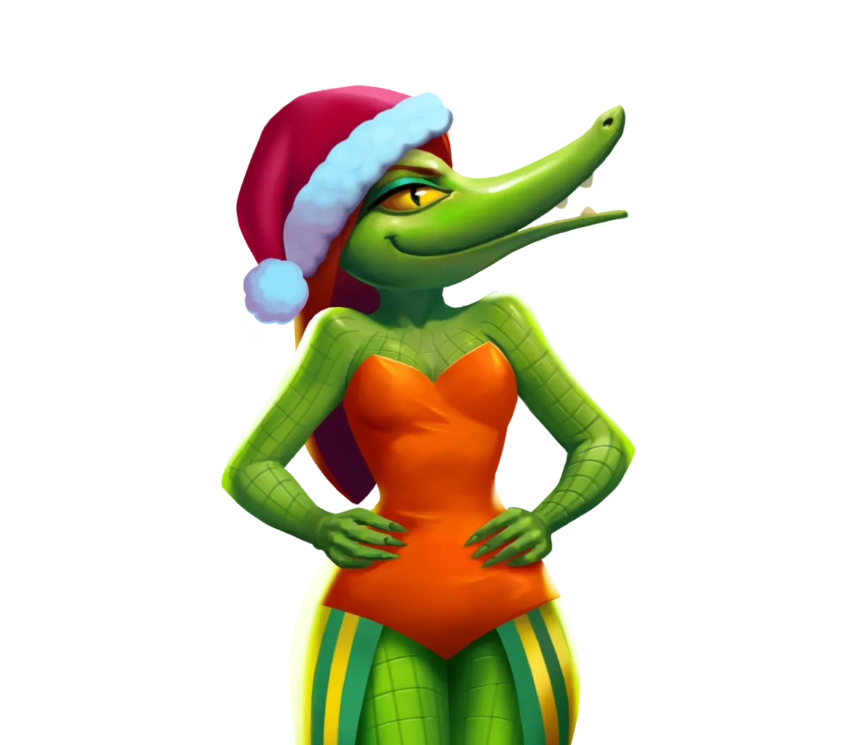 Glamour Crocodile Christmas hero character