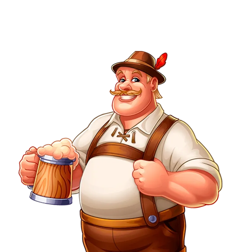 Gold Oktoberfest mobile action banner character