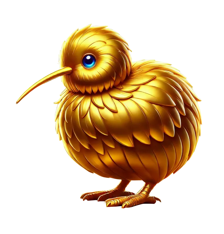 Golden Kiwi mobile action banner character
