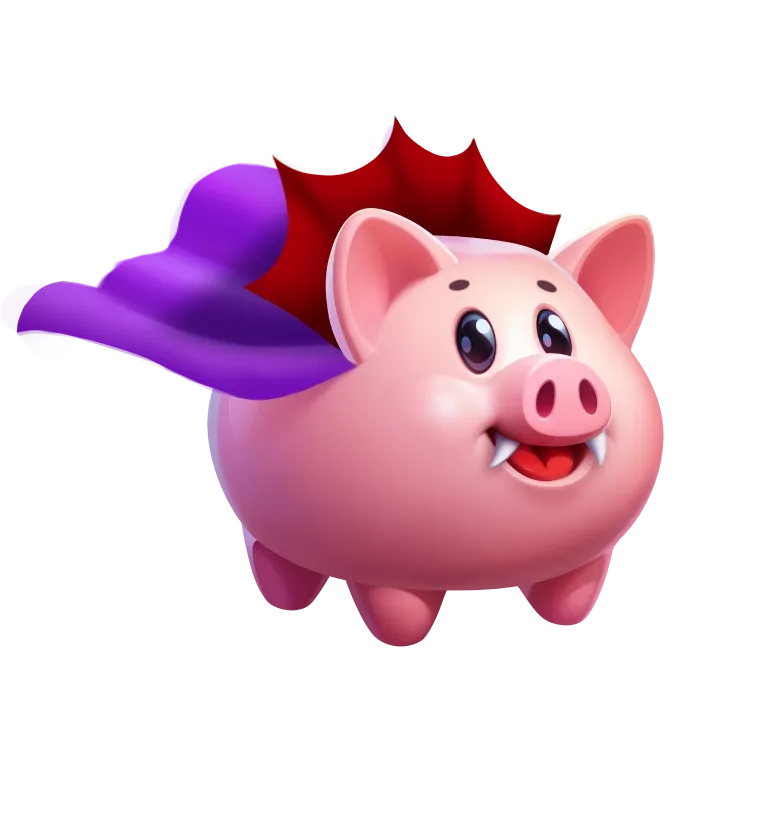 Piggy Bonanza Halloween mobile action banner character