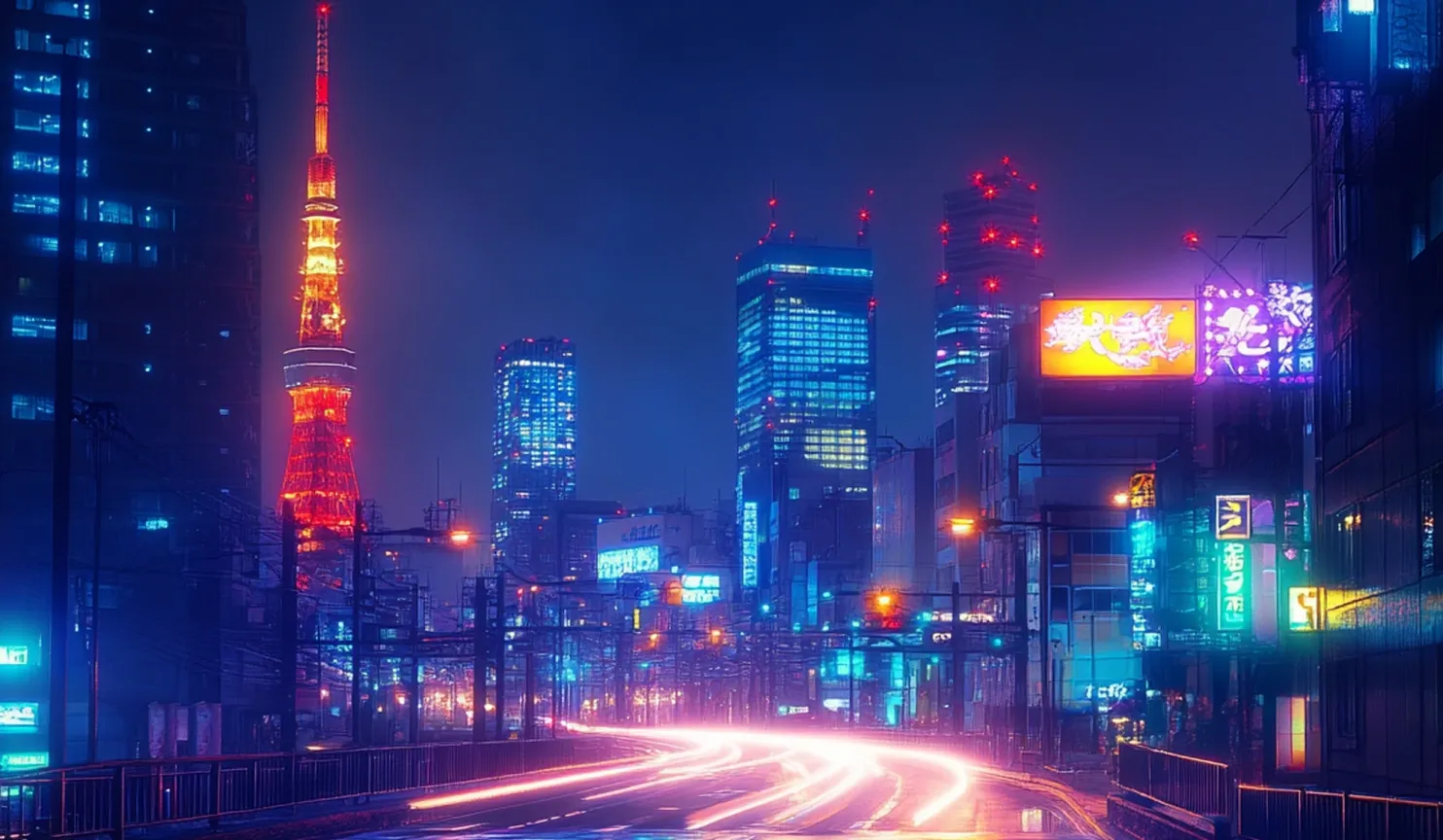 Retro Tokyo mobile action banner background