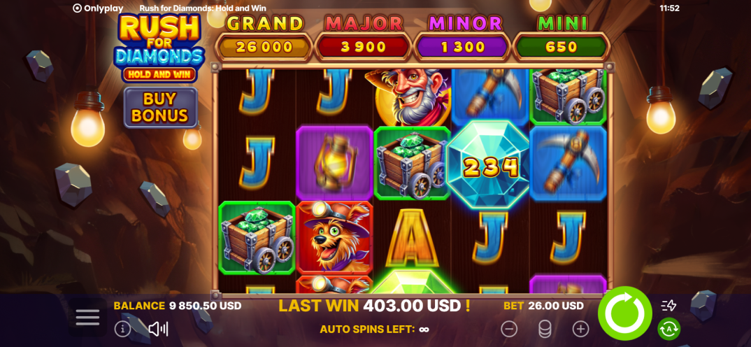 Rush for Diamonds: Hold and Win gameplay screenshot 1