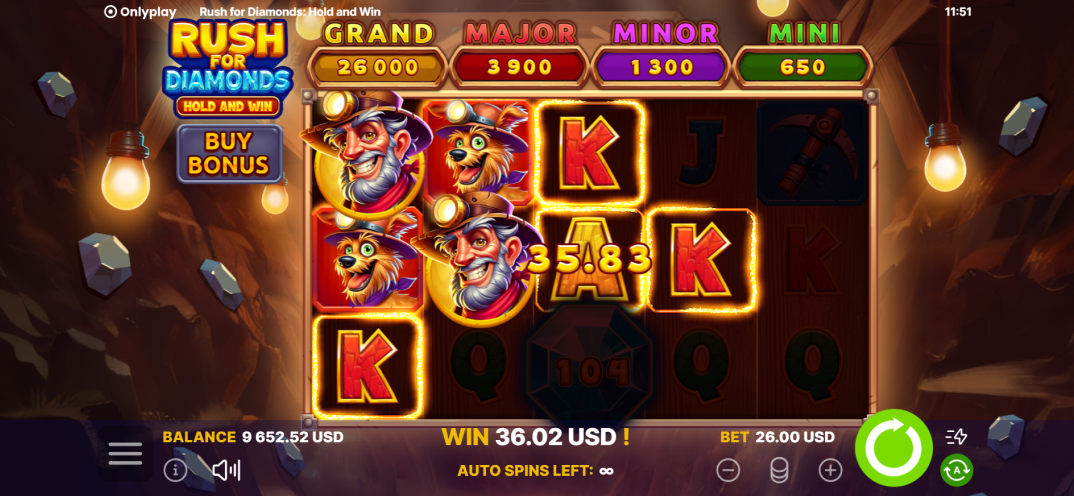 Rush for Diamonds: Hold and Win gameplay screenshot 2