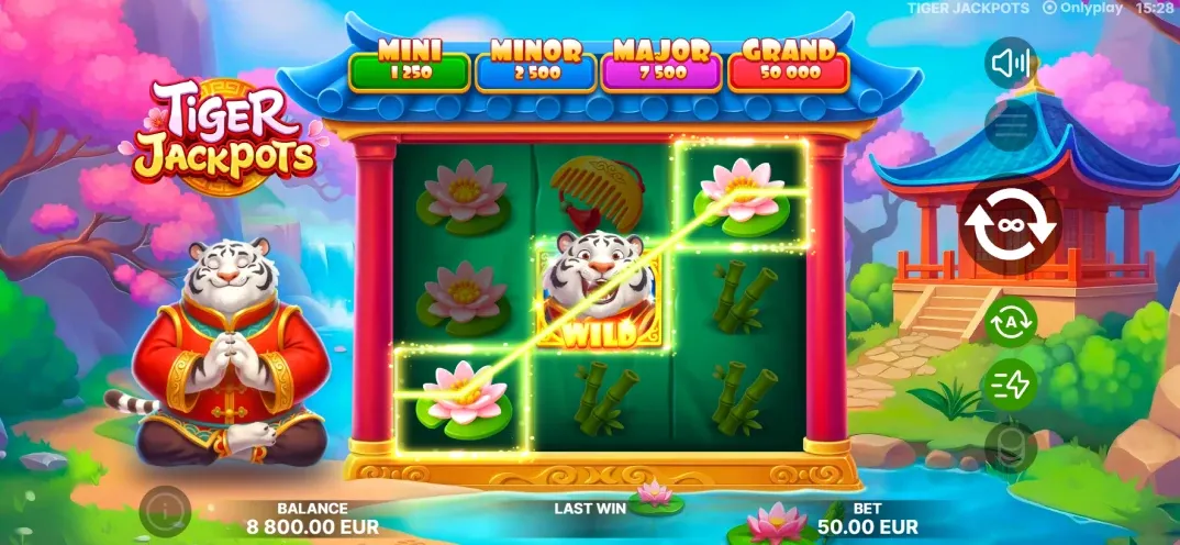 Tiger Jackpots wild symbol win