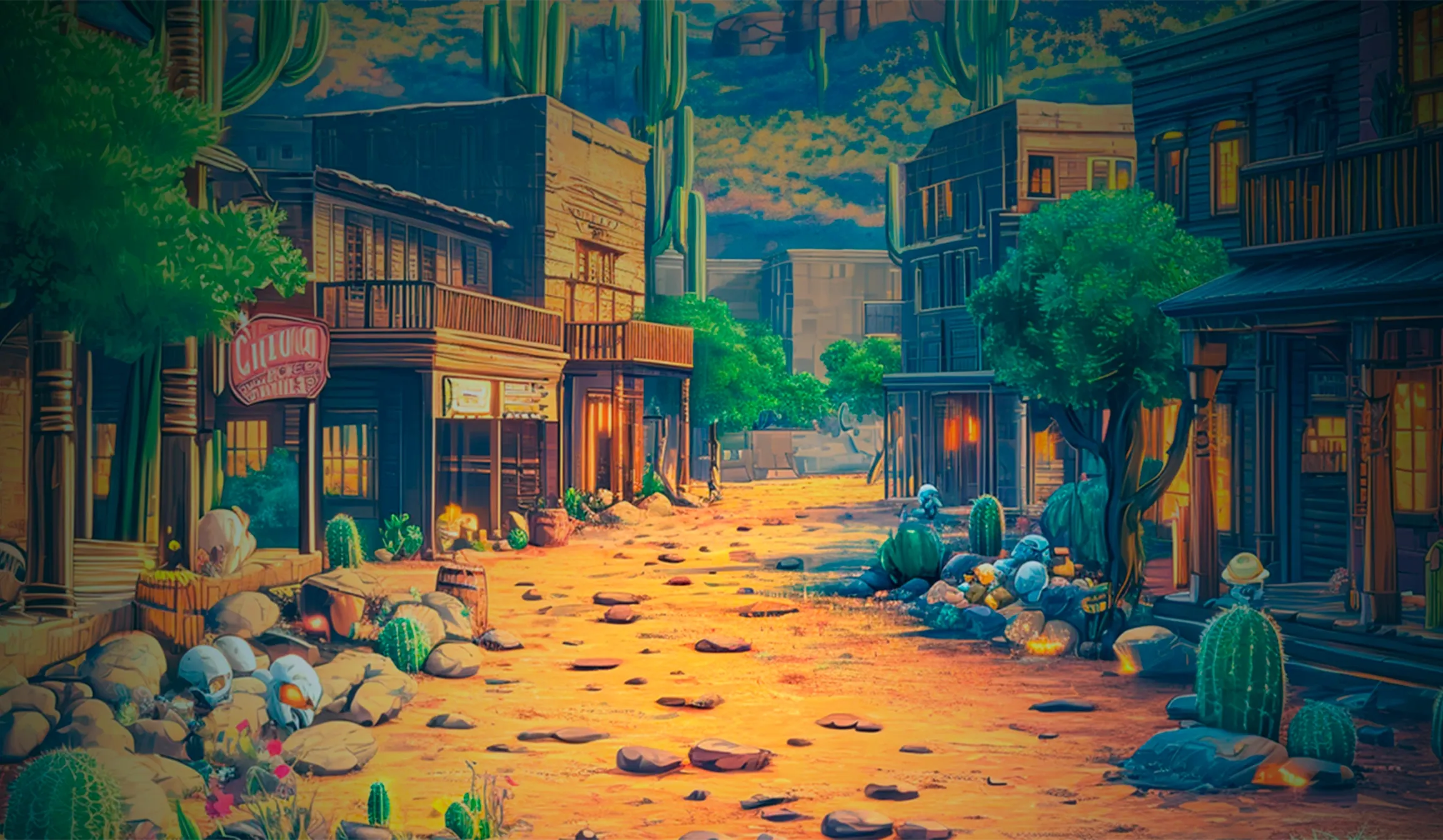 Western Zombie tablet action banner background