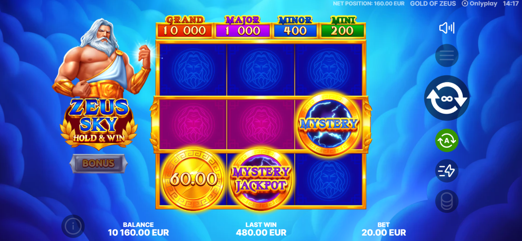 Zeus Sky: Hold & Win gameplay screenshot 1
