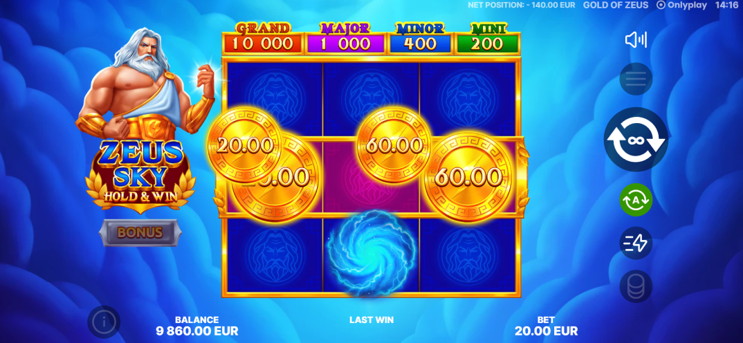 Zeus Sky: Hold & Win gameplay screenshot 2